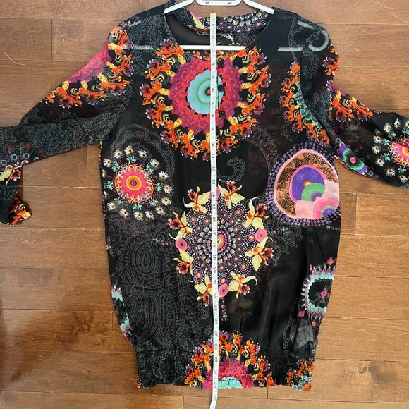 Sheer Desigual blouse - black with colorful pattern - Picture 6 of 6